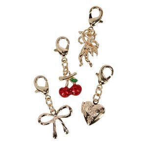 CTM Women's Cherry Bow 4pc Multi Bag Charms